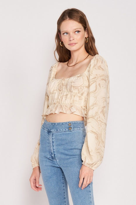 LONG SLEEVE WITH RUCHED DETAIL CROP TOP