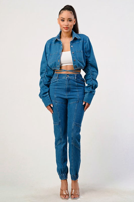 Don't Cross Me Cropped Denim Jacket