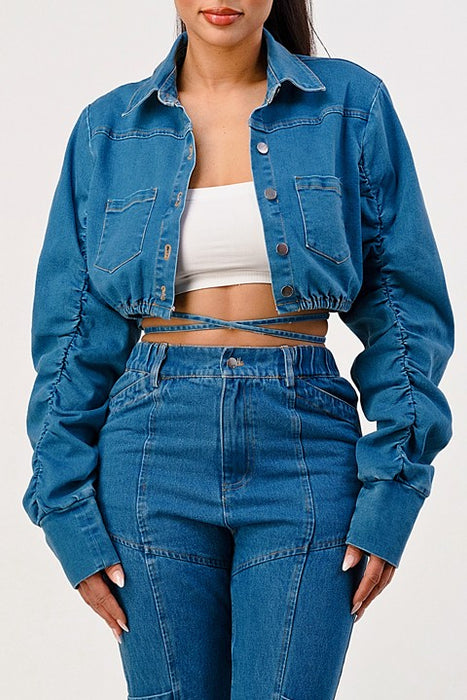 Don't Cross Me Cropped Denim Jacket