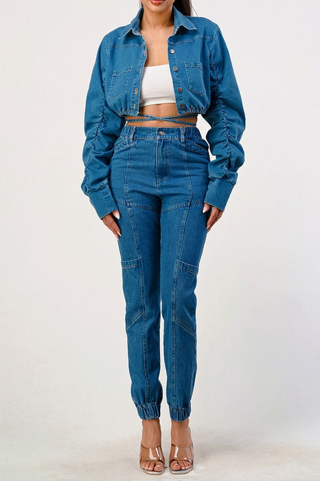 Don't Cross Me Cropped Denim Jacket