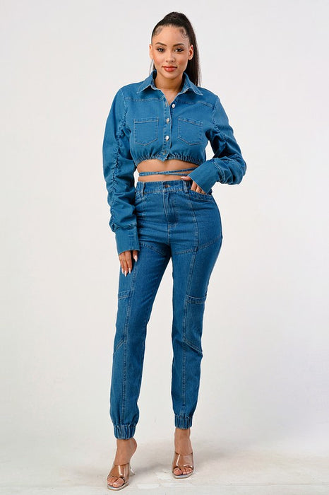 Don't Cross Me Cropped Denim Jacket