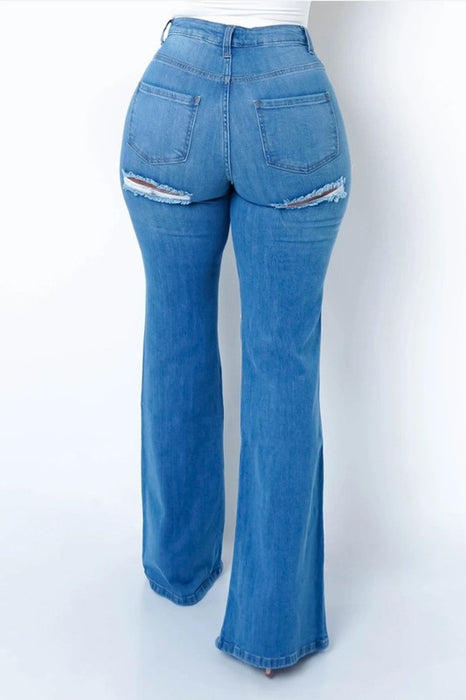 Women's Assymetrical Slit Jeans