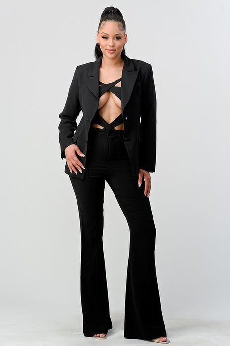 Way Too Sexy Cutout Blazer Set