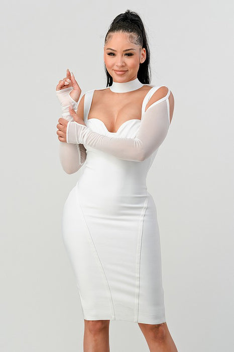 Chic Contour Cold-Shoulder Midi Dress