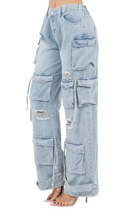 Urban Girl Distressed Cargo Pants