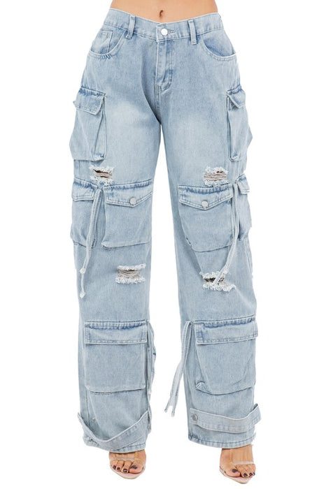 Urban Girl Distressed Cargo Pants