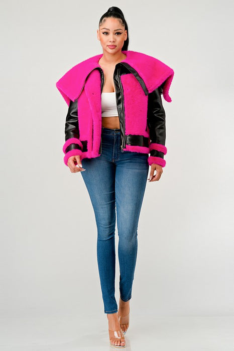 Statement Sherpa PU Leather Jacket