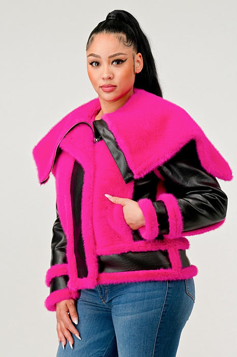 Statement Sherpa PU Leather Jacket