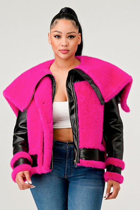 Statement Sherpa PU Leather Jacket