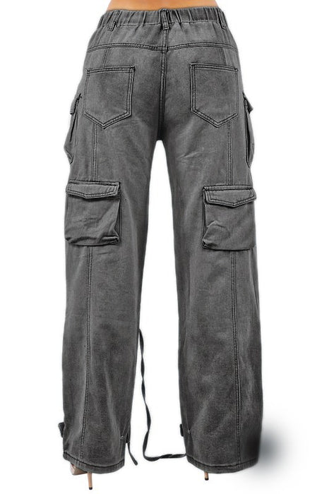 MULTI POCKET CARGO STYLE DENIM PANTS