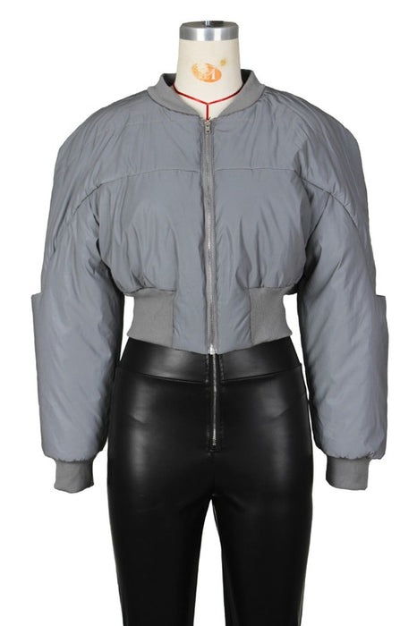 SEXY REFLECTIVE CROPPED PUFFER COAT