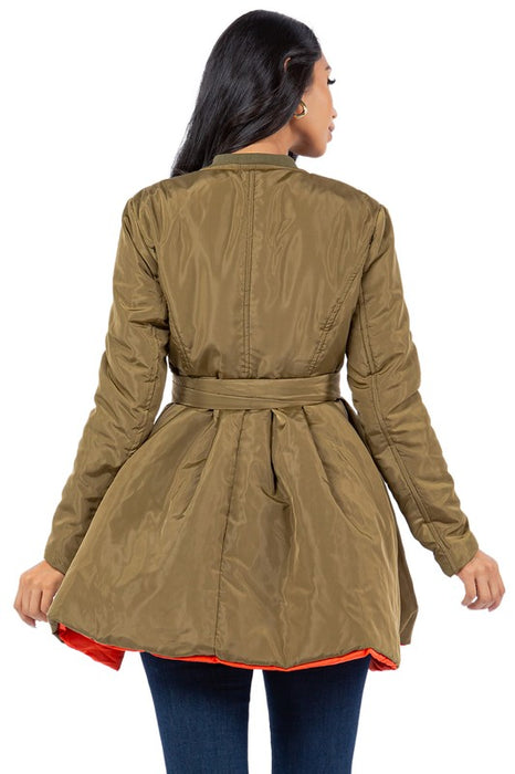 Fancy Khaki Colored Wrap Around Coat