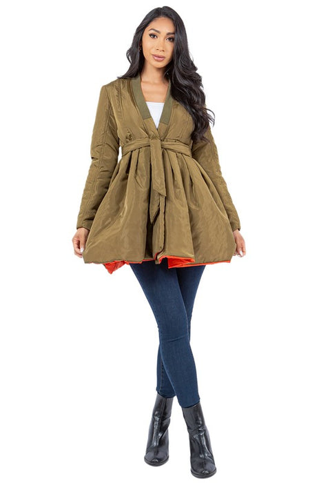 Fancy Khaki Colored Wrap Around Coat