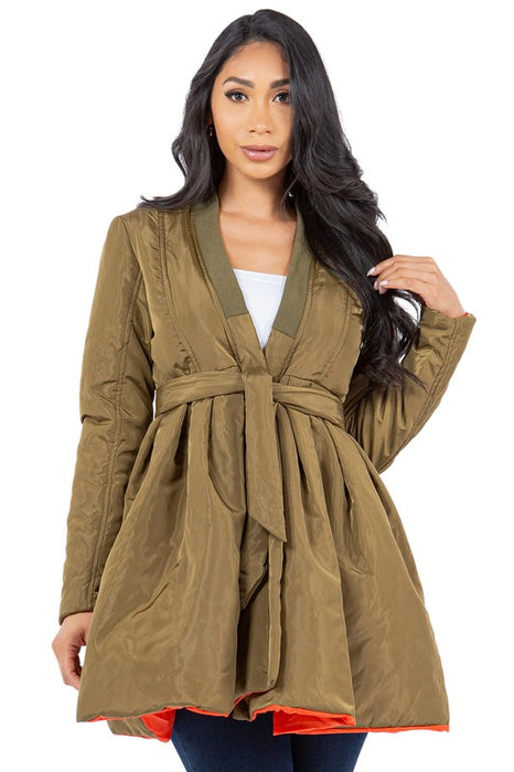 Fancy Khaki Colored Wrap Around Coat