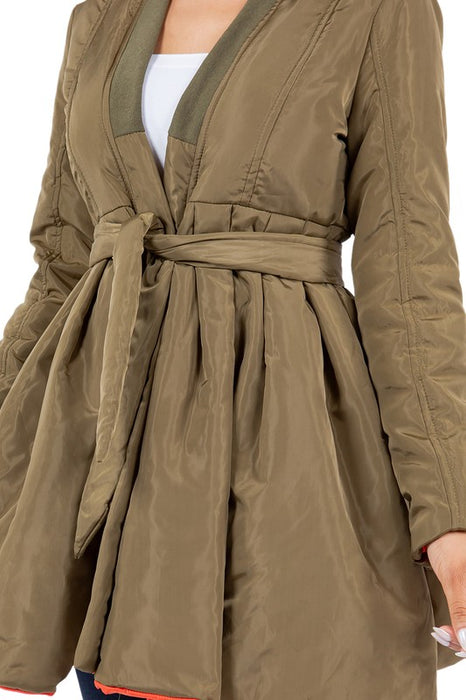 Fancy Khaki Colored Wrap Around Coat