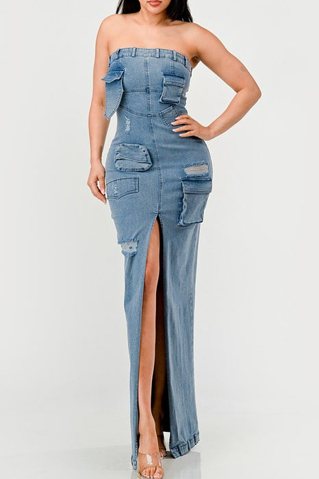 Urban Chic Denim Strapless Gown