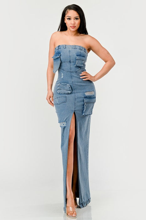 Urban Chic Denim Strapless Gown