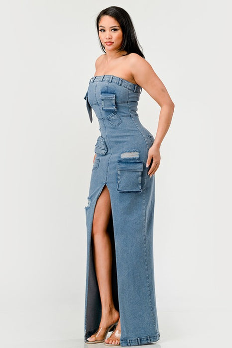 Urban Chic Denim Strapless Gown