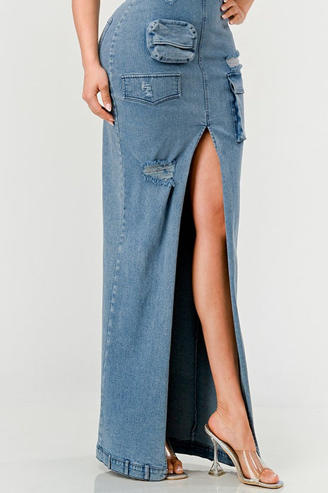 Urban Chic Denim Strapless Gown