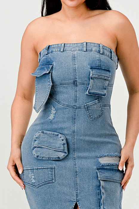 Urban Chic Denim Strapless Gown