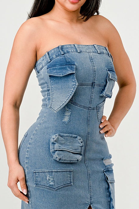 Urban Chic Denim Strapless Gown