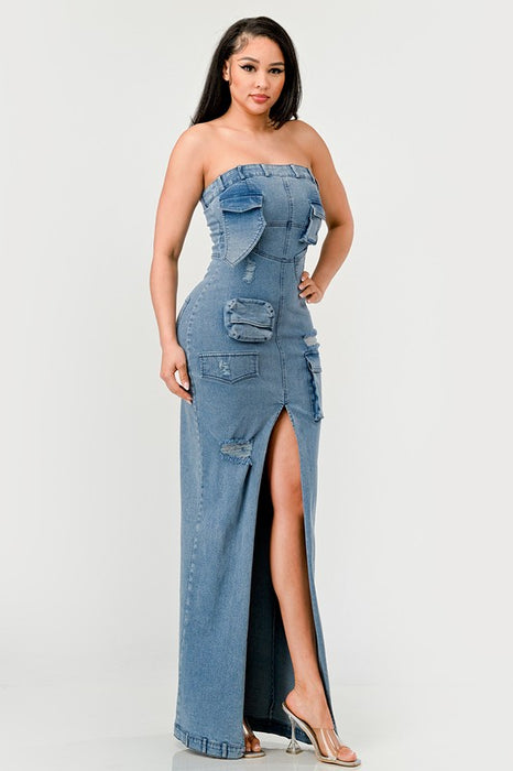 Urban Chic Denim Strapless Gown