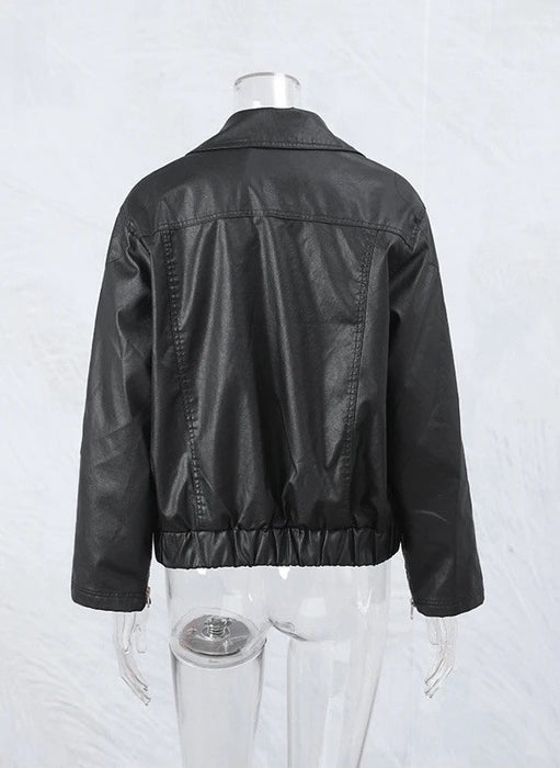 Faux leather bow biker jacket