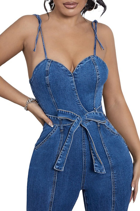 Video Vixen Denim Flared Jumpsuit