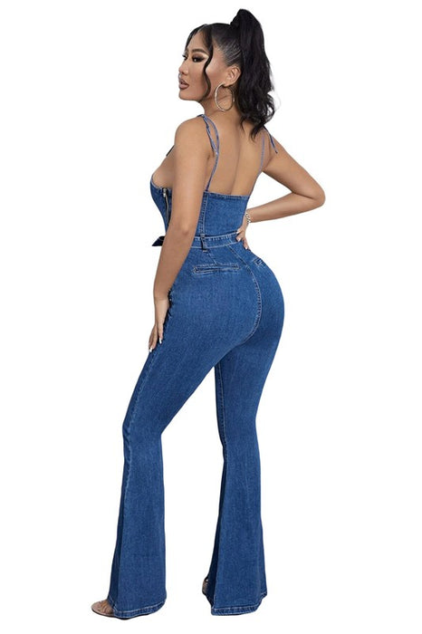 Video Vixen Denim Flared Jumpsuit