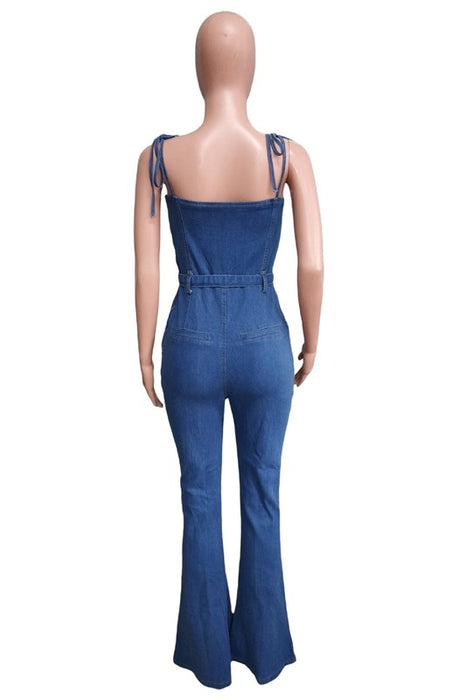 Video Vixen Denim Flared Jumpsuit