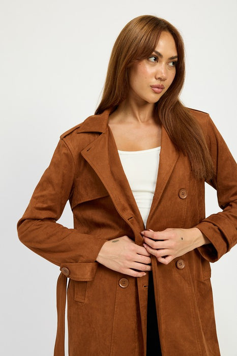 Suede Persuasion Trench Coat