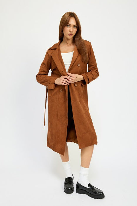 Suede Persuasion Trench Coat