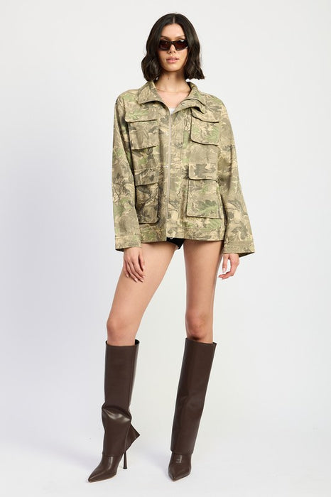 CAMO TWILL JACKET WITH FLAP POCKETS