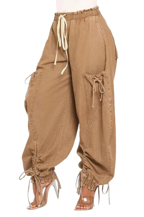 Boho Chic Khaki Harem Cargo Pants