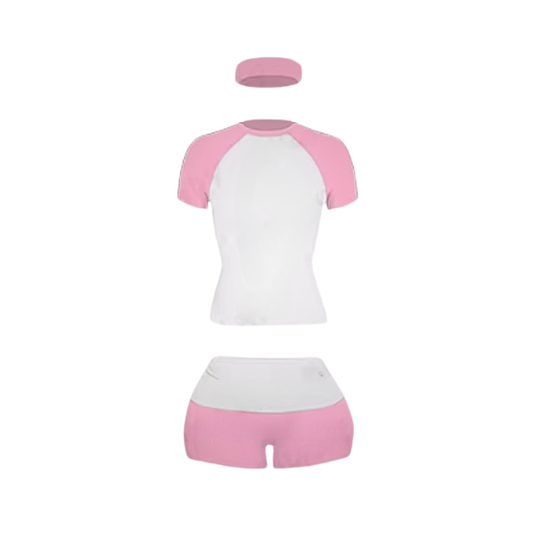 2-piece color block short sleeve set