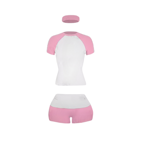 2-piece color block short sleeve set