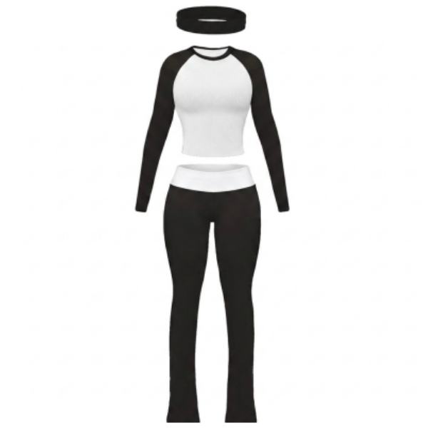 3-piece long sleeved casual set w/ headband