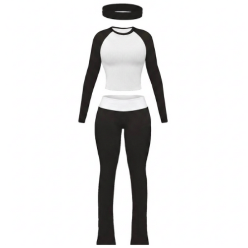 3-piece long sleeved casual set w/ headband
