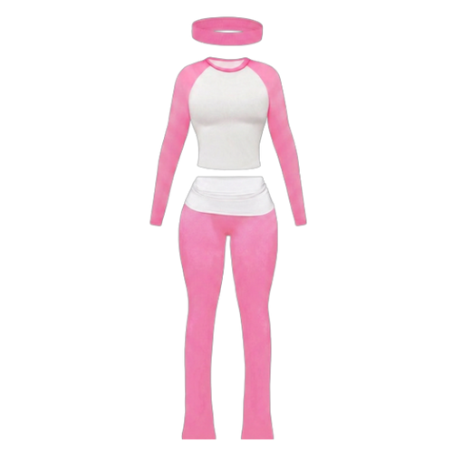 3-piece long sleeved casual set w/ headband