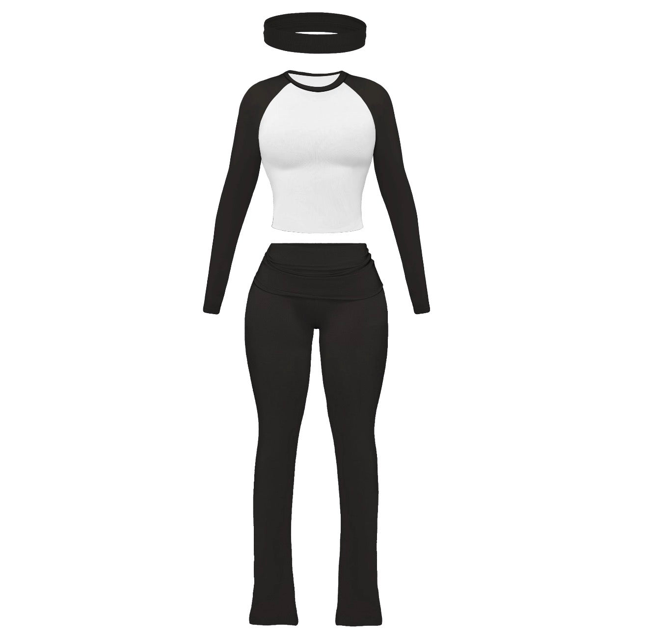 2-piece long sleeved casual set w/ headband