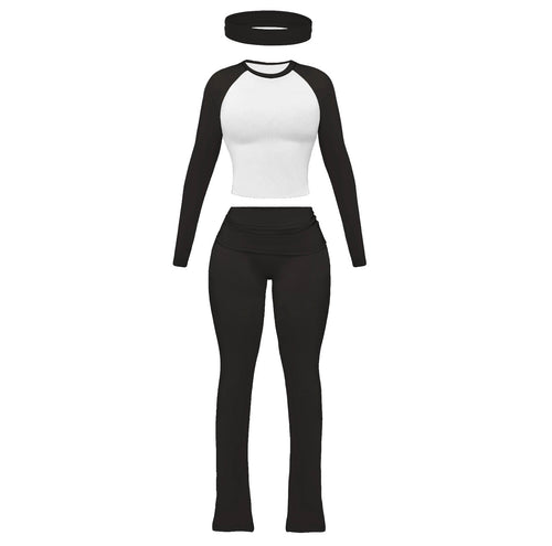 2-piece long sleeved casual set w/ headband