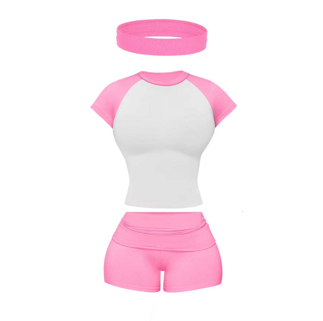2-piece color block short sleeve set
