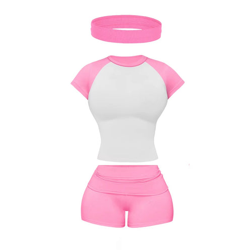 2-piece color block short sleeve set