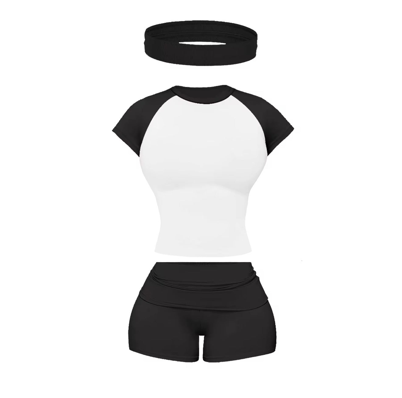 2-piece color block short sleeve set