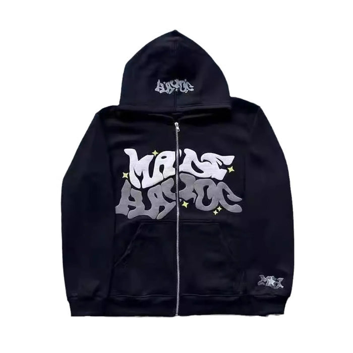 Urban Zip Up Embroidered Hoodie