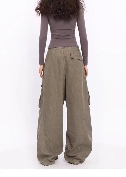 Women's Baggy  Brown Y2k Cargo Jeans