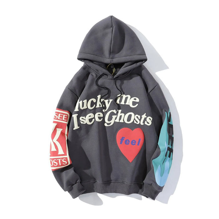 Graphic "Lucky Me" Pullover Hoodie