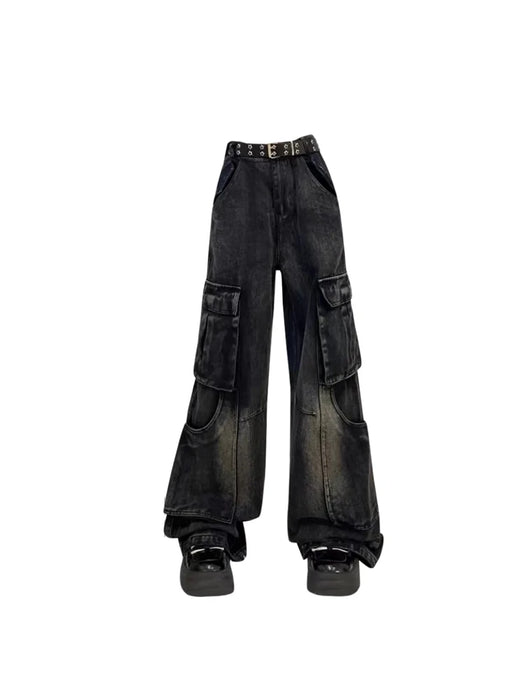 Women's Black Gothic Cargo Jeans