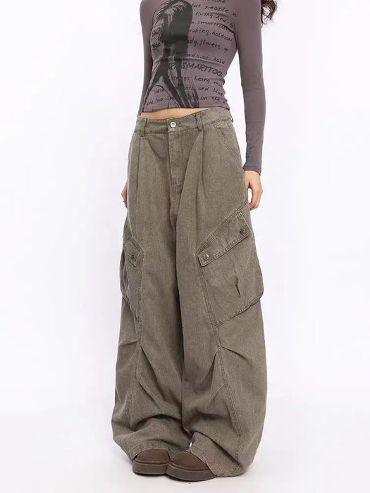 Women's Baggy  Brown Y2k Cargo Jeans