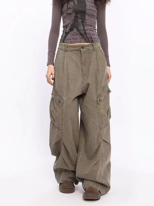 Women's Baggy  Brown Y2k Cargo Jeans